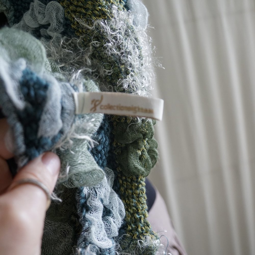 Aqua Green Patchwork/Colorblock Infinity Scarf - image 3